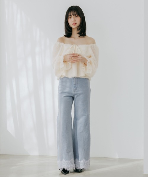 Heather（ヘザー）の「2WAYジャガードブラウス　660888（シャツ/ブラウス・レディース・アイボリー/ブラック/ピンク・FREE）」の7枚目の写真