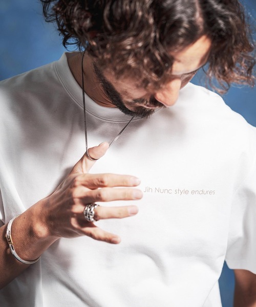 Jih Nunc(ジーヌンク)の「mt10231-オーガニックコットンプリントTシャツ(JIH-R1183)(Tシャツ/カットソー・メンズ・ブラック/パープル/ホワイト・L/M/S)」の4枚目の写真