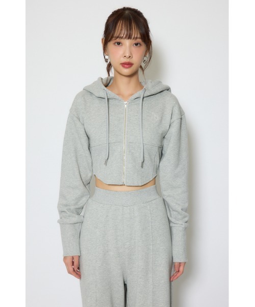 rienda（リエンダ）の「【セットアップ対応】ビスチェディティールフードスウェット　春服（スウェット・レディース・杢グレー/アイボリー/ブラック・FREE）」の5枚目の写真