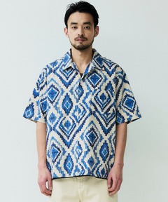 パターンオープンカラーショートスリーブシャツ