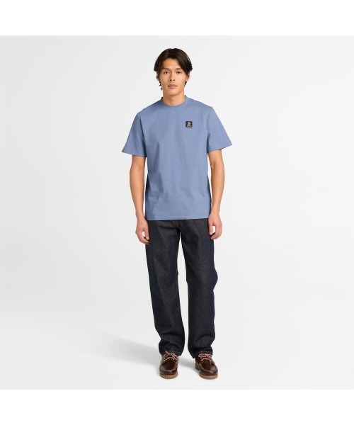 Timberland（ティンバーランド）の「半袖 ウーブン バッジ Tシャツ メンズ（Tシャツ/カットソー・メンズ・ライトブルー・LARGE/XX-LARGE/X-LARGE/SMALL/MEDIUM）」の2枚目の写真