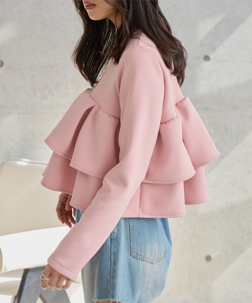 KOBE LETTUCE（コウベレタス）の「フリルポンチトップス（スウェット・レディース・アイボリー/杢グレー/ピンク・M）」の9枚目の写真