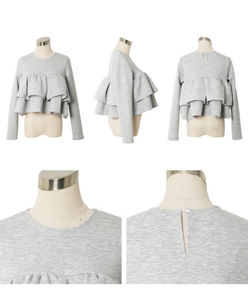 KOBE LETTUCE（コウベレタス）の「フリルポンチトップス（スウェット・レディース・アイボリー/杢グレー/ピンク・M）」の10枚目の写真