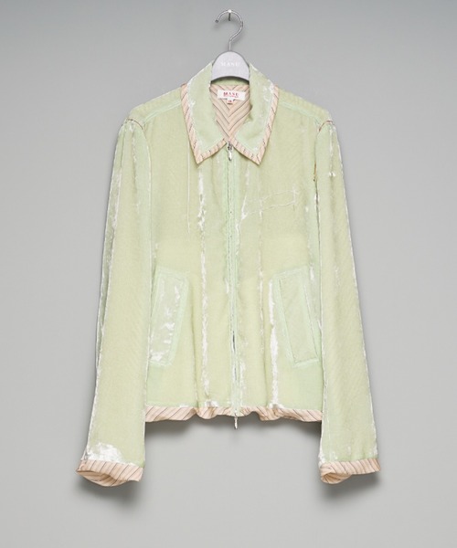 MASU(エムエーエスユー)の「【M A S U】UNEVEN VELVET JACKET(その他トップス・メンズ・ダークグレー/ライトグリーン・44/46)」の1枚目の写真