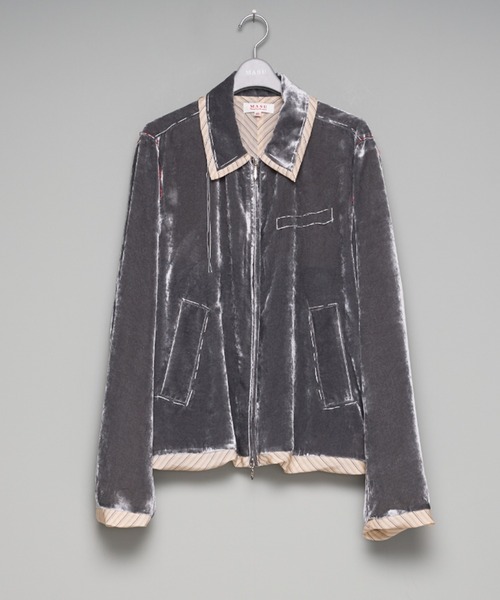 MASU(エムエーエスユー)の「【M A S U】UNEVEN VELVET JACKET(その他トップス・メンズ・ダークグレー/ライトグリーン・44/46)」の2枚目の写真