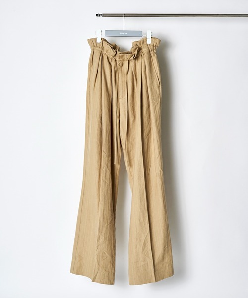 RUMCHE(ラムシェ)の「Gathered Tuck Wide Trousers / ギャザータックワイドパンツ(スラックス・レディース・ブラック/ベージュ・FREE)」の3枚目の写真