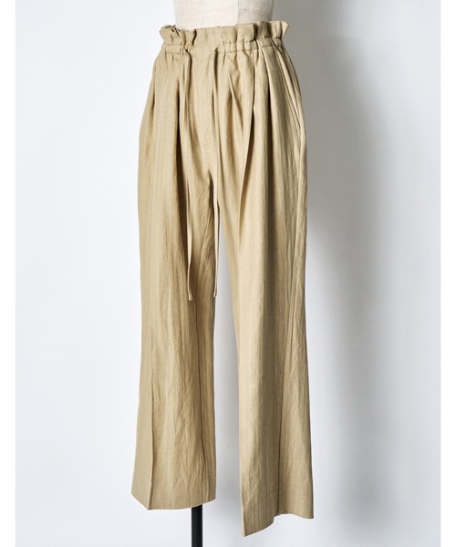 RUMCHE(ラムシェ)の「Gathered Tuck Wide Trousers / ギャザータックワイドパンツ(スラックス・レディース・ブラック/ベージュ・FREE)」の5枚目の写真
