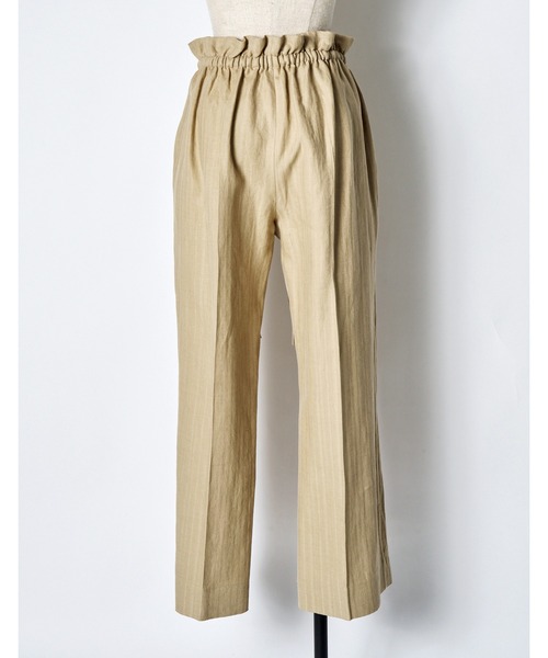 RUMCHE(ラムシェ)の「Gathered Tuck Wide Trousers / ギャザータックワイドパンツ(スラックス・レディース・ブラック/ベージュ・FREE)」の6枚目の写真