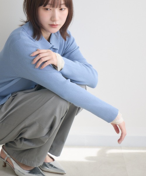 RU.TI.LE（ルチル）の「【RU.TI.LE】衿付きリブニット（その他トップス・レディース・アイボリー/ブラック/ブルー・MEDIUM）」の18枚目の写真