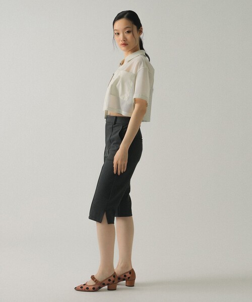Ray BEAMS（レイビームス）の「【7/31再値下げ】メッシュ クロップド シャツ（シャツ/ブラウス・レディース・ブラック/ホワイト・ONE SIZE）」の4枚目の写真
