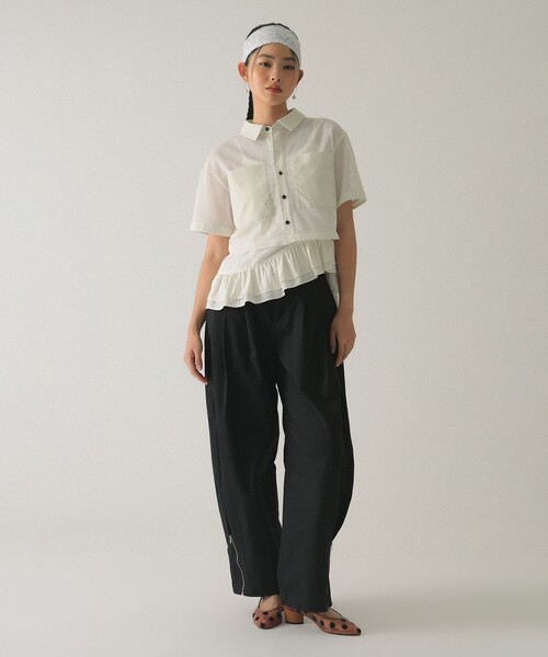 Ray BEAMS（レイビームス）の「【7/31再値下げ】メッシュ クロップド シャツ（シャツ/ブラウス・レディース・ブラック/ホワイト・ONE SIZE）」の7枚目の写真