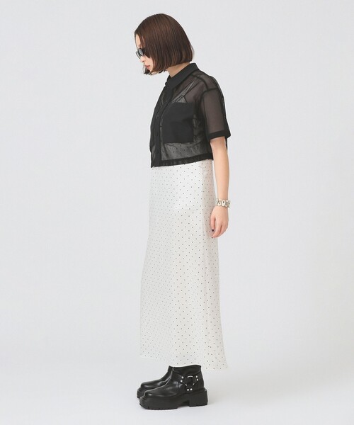 Ray BEAMS（レイビームス）の「【7/31再値下げ】メッシュ クロップド シャツ（シャツ/ブラウス・レディース・ブラック/ホワイト・ONE SIZE）」の10枚目の写真