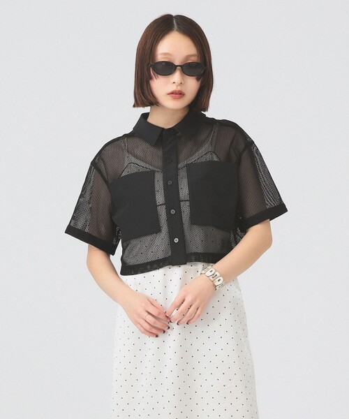 Ray BEAMS（レイビームス）の「【7/31再値下げ】メッシュ クロップド シャツ（シャツ/ブラウス・レディース・ブラック/ホワイト・ONE SIZE）」の12枚目の写真