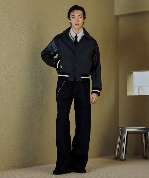 Jieda(ジエダ)の「DRAPING VARSITY JACKET(スタジャン・メンズ・ブラック/グレー・2/1)」の4枚目の写真