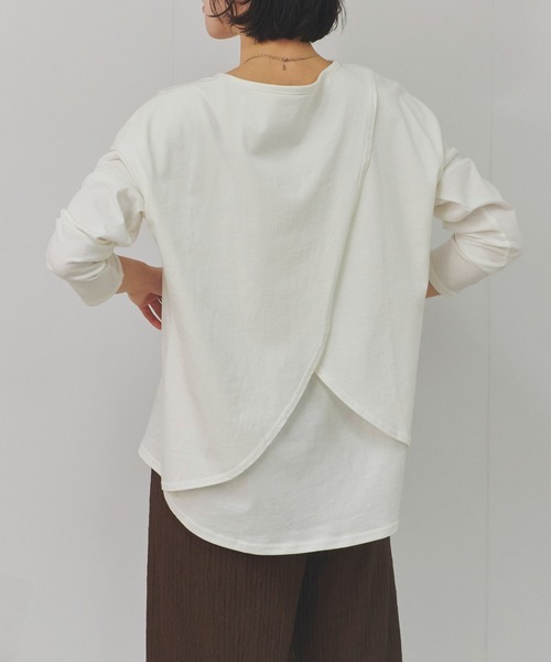Fizz(フィズ)の「バックダブル長袖Tシャツ(Tシャツ/カットソー・レディース・ホワイト/ブラック・M)」の4枚目の写真