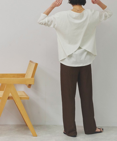 Fizz(フィズ)の「バックダブル長袖Tシャツ(Tシャツ/カットソー・レディース・ホワイト/ブラック・M)」の7枚目の写真