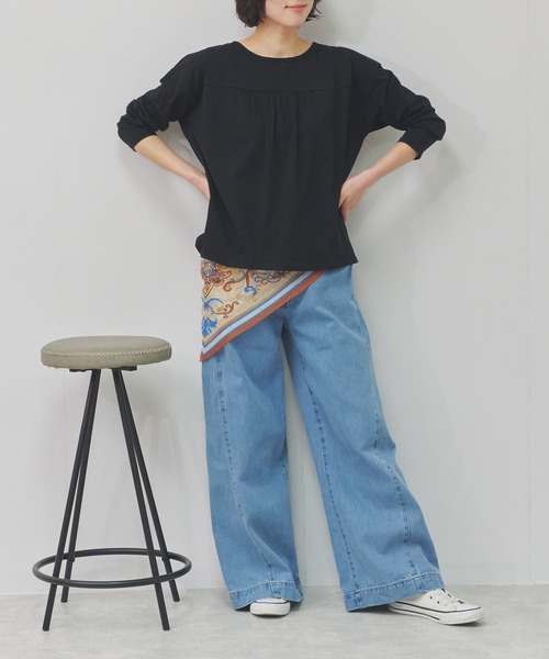 Fizz(フィズ)の「バックダブル長袖Tシャツ(Tシャツ/カットソー・レディース・ホワイト/ブラック・M)」の9枚目の写真