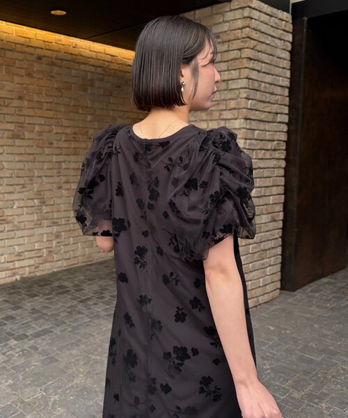 CAPRICIEUX LE'MAGE（カプリシューレマージュ）の「【オケージョン/サイズ展開あり】フロッキーパフワンピース（ワンピース・レディース・ベージュ/ブラック・PS/TM/FREE）」の15枚目の写真