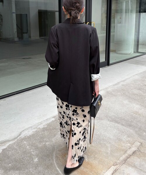 CAPRICIEUX LE'MAGE（カプリシューレマージュ）の「【オケージョン/サイズ展開あり】フロッキーパフワンピース（ワンピース・レディース・ベージュ/ブラック・PS/TM/FREE）」の9枚目の写真