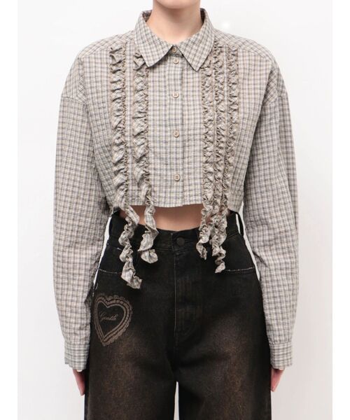 EMODA（エモダ）の「テープフリルワイドショートシャツ（シャツ/ブラウス・レディース・ブルー/グレー/ベージュ・FREE）」の20枚目の写真