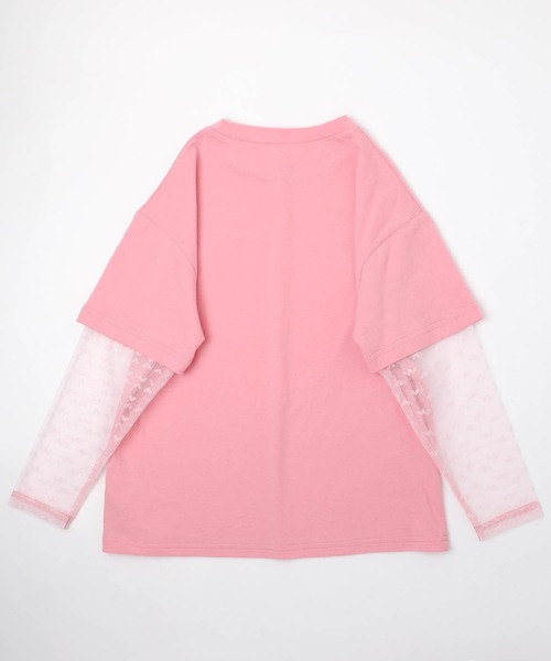 URBAN CHERRY(アーバンチェリー)の「ハートレコードプリントチュールドッキングTシャツ(Tシャツ/カットソー・キッズ・ピンク/ホワイト/ブラック・150cm/140cm/130cm/120cm/110cm)」の8枚目の写真