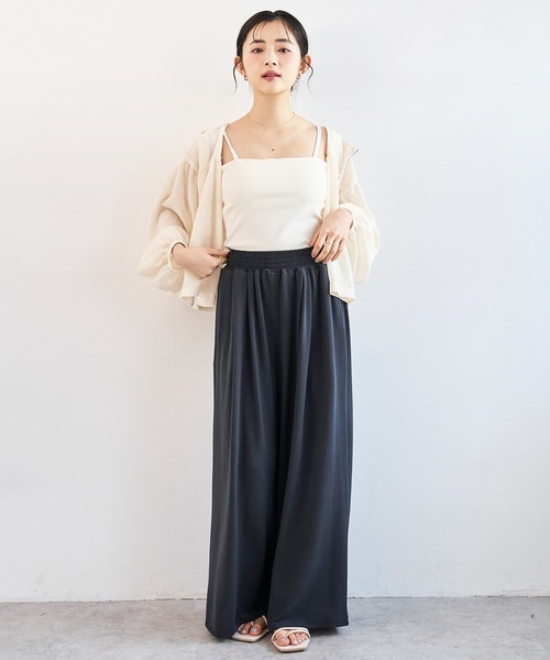 mil（ミル）の「とろみカットソー リラックス ワイドパンツ　スウェットパンツ【586137】（スウェットパンツ・レディース・ブラウン/チャコールグレー/ブラック・S-Short/S-Regular/M-Short/M-Regular）」の4枚目の写真