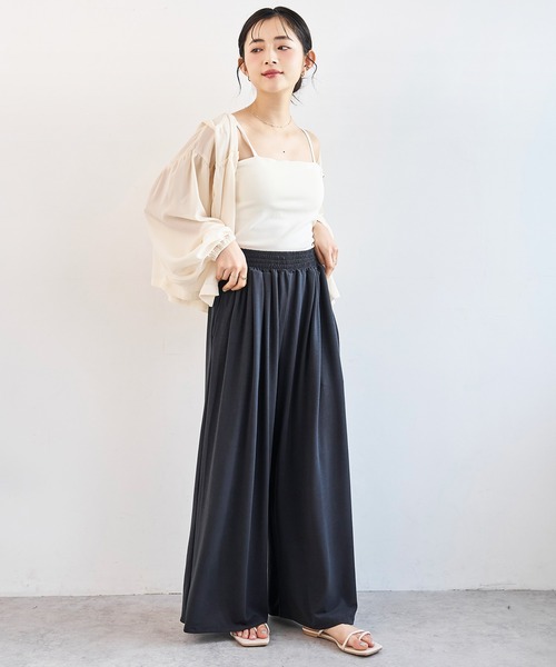mil（ミル）の「とろみカットソー リラックス ワイドパンツ　スウェットパンツ【586137】（スウェットパンツ・レディース・ブラウン/チャコールグレー/ブラック・S-Short/S-Regular/M-Short/M-Regular）」の5枚目の写真