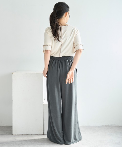 mil（ミル）の「とろみカットソー リラックス ワイドパンツ　スウェットパンツ【586137】（スウェットパンツ・レディース・ブラウン/チャコールグレー/ブラック・S-Short/S-Regular/M-Short/M-Regular）」の9枚目の写真