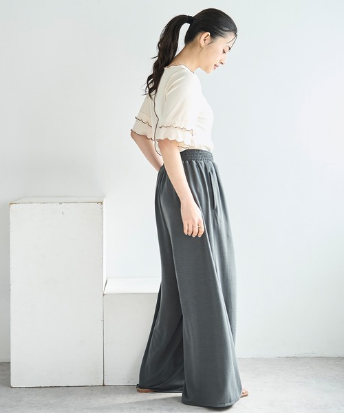 mil（ミル）の「とろみカットソー リラックス ワイドパンツ　スウェットパンツ【586137】（スウェットパンツ・レディース・ブラウン/チャコールグレー/ブラック・S-Short/S-Regular/M-Short/M-Regular）」の10枚目の写真