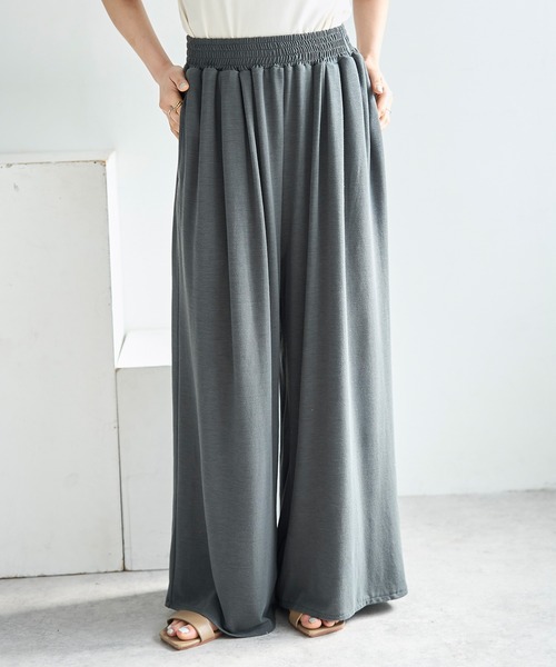 mil（ミル）の「とろみカットソー リラックス ワイドパンツ　スウェットパンツ【586137】（スウェットパンツ・レディース・ブラウン/チャコールグレー/ブラック・S-Short/S-Regular/M-Short/M-Regular）」の12枚目の写真