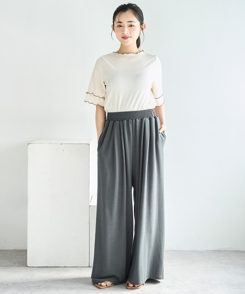 mil（ミル）の「とろみカットソー リラックス ワイドパンツ　スウェットパンツ【586137】（スウェットパンツ・レディース・ブラウン/チャコールグレー/ブラック・S-Short/S-Regular/M-Short/M-Regular）」の11枚目の写真