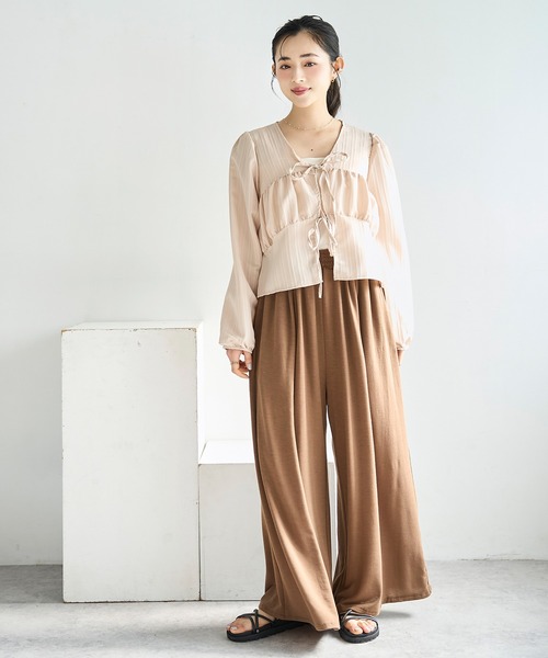 mil（ミル）の「とろみカットソー リラックス ワイドパンツ　スウェットパンツ【586137】（スウェットパンツ・レディース・ブラウン/チャコールグレー/ブラック・S-Short/S-Regular/M-Short/M-Regular）」の20枚目の写真