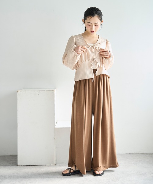 mil（ミル）の「とろみカットソー リラックス ワイドパンツ　スウェットパンツ【586137】（スウェットパンツ・レディース・ブラウン/チャコールグレー/ブラック・S-Short/S-Regular/M-Short/M-Regular）」の21枚目の写真