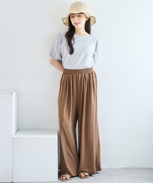 mil（ミル）の「とろみカットソー リラックス ワイドパンツ　スウェットパンツ【586137】（スウェットパンツ・レディース・ブラウン/チャコールグレー/ブラック・S-Short/S-Regular/M-Short/M-Regular）」の15枚目の写真