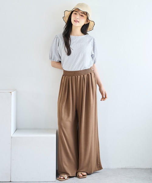 mil（ミル）の「とろみカットソー リラックス ワイドパンツ　スウェットパンツ【586137】（スウェットパンツ・レディース・ブラウン/チャコールグレー/ブラック・S-Short/S-Regular/M-Short/M-Regular）」の18枚目の写真