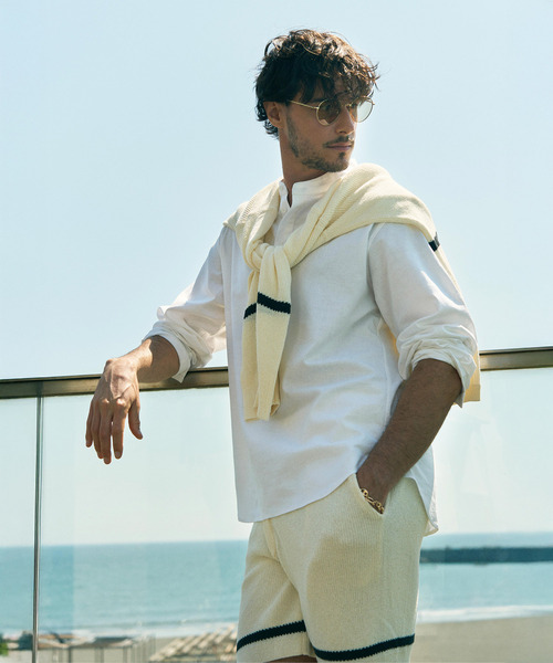 1PIU1UGUALE3  RELAX （ウノピゥウノウグァーレトレ リラックス）の「1PIU1UGUALE3 RELAX(ウノピゥウノウグァーレトレ リラックス)ラインニットショーツ（その他パンツ・メンズ・ホワイト/ブラック/ベージュ・XL/L/M/S）」の11枚目の写真