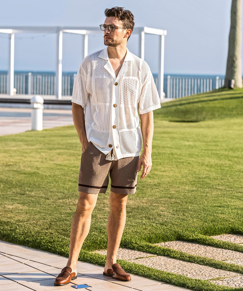 1PIU1UGUALE3  RELAX （ウノピゥウノウグァーレトレ リラックス）の「1PIU1UGUALE3 RELAX(ウノピゥウノウグァーレトレ リラックス)ラインニットショーツ（その他パンツ・メンズ・ホワイト/ブラック/ベージュ・XL/L/M/S）」の21枚目の写真