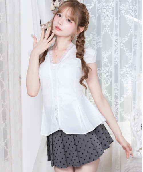 Mejoul（メジュール）の「【2026春夏新作】【ベルト・インパン付】ドット柄 プリーツミニスカート（スカート・レディース・ブラック/グレー・S/M）」の10枚目の写真