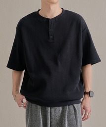 ワッフルヘンリーネック半袖Tee