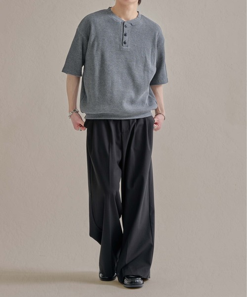 epnok(エプノック)の「ワッフルヘンリーネック半袖Tee(Tシャツ/カットソー・メンズ・ブラック系その他/グレー/ブラック・SMALL/MEDIUM/LARGE)」の22枚目の写真