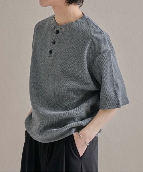 epnok(エプノック)の「ワッフルヘンリーネック半袖Tee(Tシャツ/カットソー・メンズ・ブラック系その他/グレー/ブラック・SMALL/MEDIUM/LARGE)」の20枚目の写真