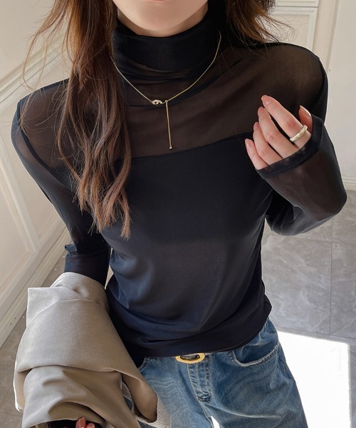 SallyLunn(サリーラン)の「シースルーマルチトップス(その他トップス・レディース・ブラウン/ホワイト/ブラック・LARGE/MEDIUM)」の1枚目の写真