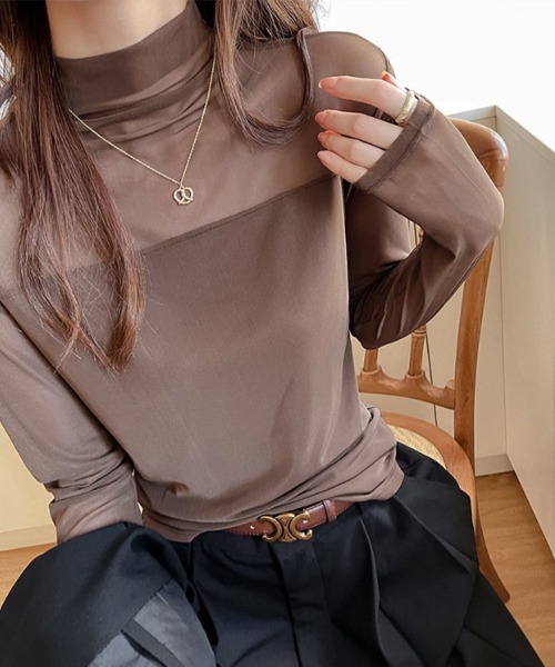 SallyLunn(サリーラン)の「シースルーマルチトップス(その他トップス・レディース・ブラウン/ホワイト/ブラック・LARGE/MEDIUM)」の4枚目の写真