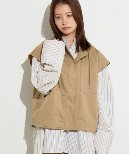 BIRTHDAY BAR（バースデイバー）の「【B-DAY STORE】フーディーベスト　レディス（ベスト・レディース・ベージュ/ネイビー・0）」の4枚目の写真