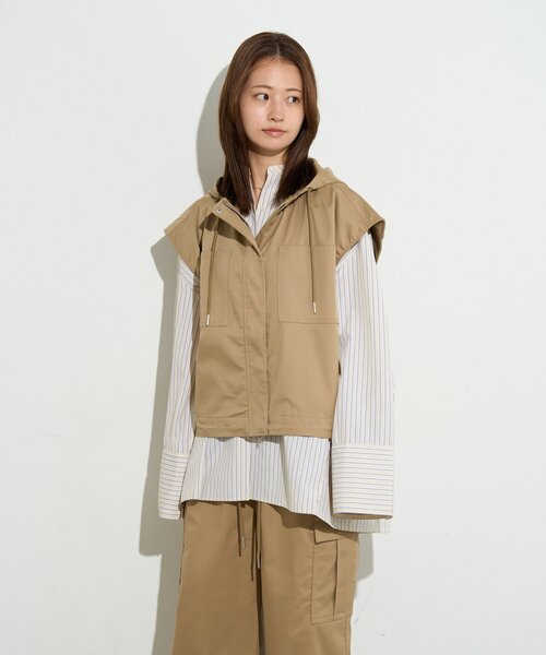 BIRTHDAY BAR（バースデイバー）の「【B-DAY STORE】フーディーベスト　レディス（ベスト・レディース・ベージュ/ネイビー・0）」の9枚目の写真