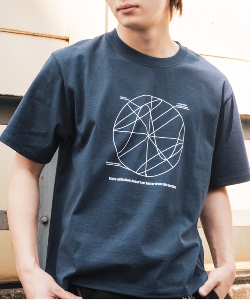 FLUKE HOLIC(フロックホリック)の「Circle print logo TEE(Tシャツ/カットソー・レディース・ホワイト/ブラウン/ネイビー・SMALL/MEDIUM/LARGE)」の1枚目の写真
