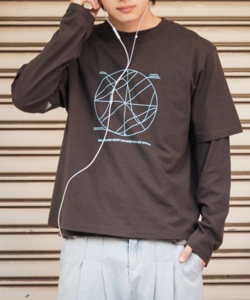 FLUKE HOLIC(フロックホリック)の「Circle print logo TEE(Tシャツ/カットソー・レディース・ホワイト/ブラウン/ネイビー・SMALL/MEDIUM/LARGE)」の3枚目の写真