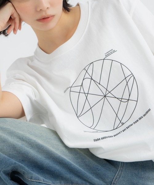 FLUKE HOLIC(フロックホリック)の「Circle print logo TEE(Tシャツ/カットソー・レディース・ホワイト/ブラウン/ネイビー・SMALL/MEDIUM/LARGE)」の6枚目の写真