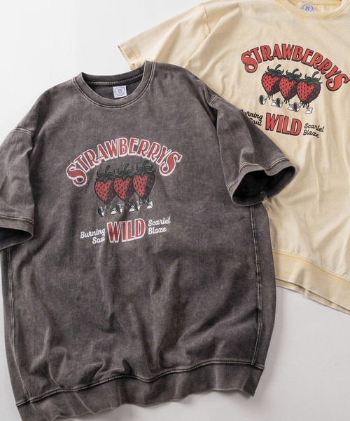 make a ray!(メイク ア レイ!)の「【84】スノーウォッシュ加工 ヴィンテージライク スウェット Tシャツ/ユニセックス/レディース/メンズ(Tシャツ/カットソー・レディース・ピンク/イエロー/ブラック/サックスブルー/ブラック系その他2/ブラック系その他・M/L)」の2枚目の写真