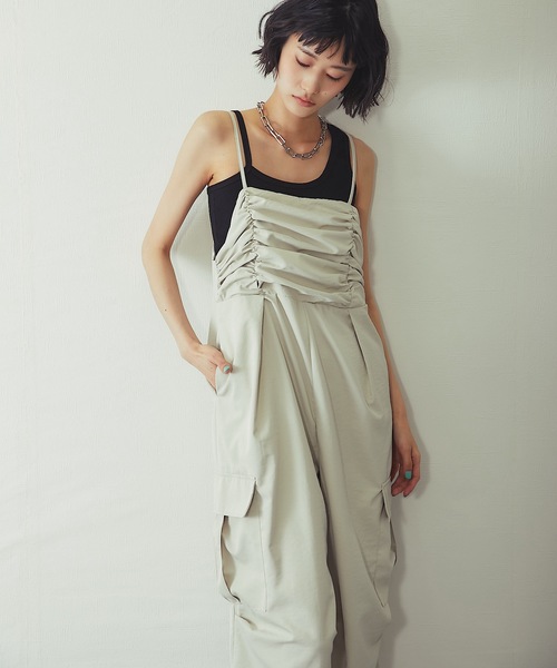 ANOTHER S(アナザーエス)の「「セットアップ対応」2wayワッシャーサロペットパンツ(サロペット/オーバーオール・レディース・ブラウン/アイボリー/ブラック・FREE)」の2枚目の写真